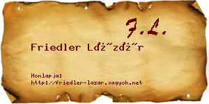 Friedler Lázár névjegykártya